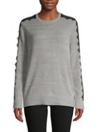 Bcbgmaxazria Lace-trim Cotton-blend Sweater