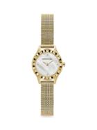 Bcbgmaxazria Classic Mother-of-pearl Goldtone Stainless Steel Mesh Bracelet Watch