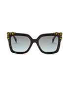Fendi 52mm Crystal-embellished Square Sunglasses