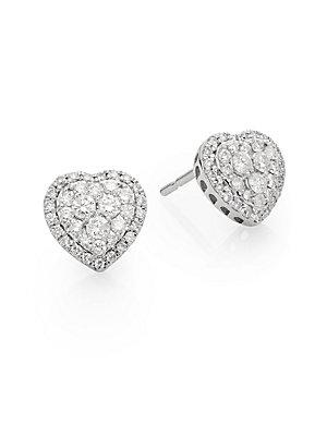 Saks Fifth Avenue 0.51 Tcw Diamond & 14k White Gold Heart Stud Earrings