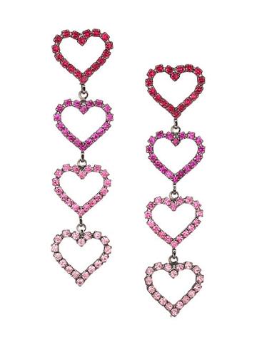 Elizabeth Cole Color Of My Love Mila Swarovski Crystal & Austrian Crystal Heart Shape Drop Earrings