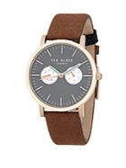 Ted Baker Stainless Steel & Leather Multifunction Watch