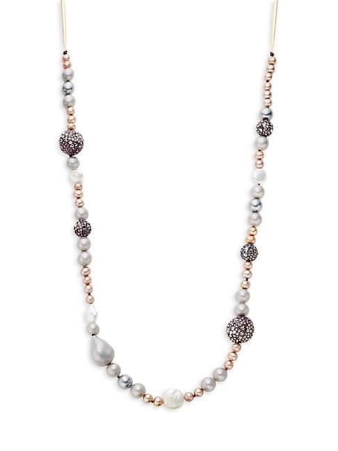 Alexis Bittar Crystal Sphere & Faux Pearl Necklace