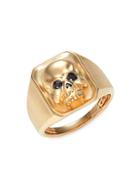 Effy 14k Yellow Gold & Black Diamond Skull Ring