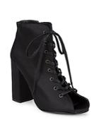 Renvy Lace-up Satin Booties