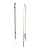 Ef Collection Diamond & 14k Yellow Gold Threader Dagger Drop Earrings