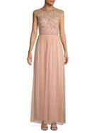 Adrianna Papell Embroidered Floral Sleeveless Gown