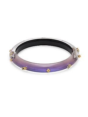 Alexis Bittar Lucite Crystal & 10k Gold-plated Hinged Bangle Bracelet