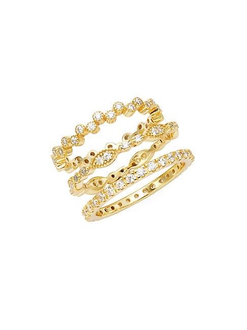 Sterling Forever Set Of Three Crystal Stackable Ring