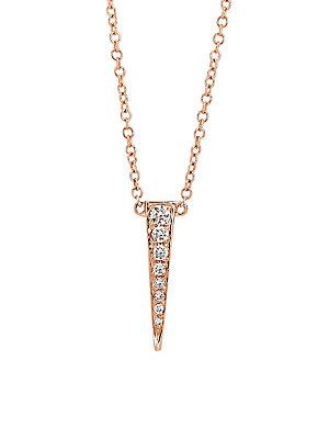 Ef Collection ??ini Dagger Diamond And 14k Rose Gold Pendant Necklace