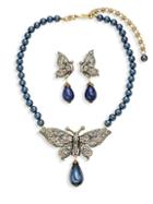 Heidi Daus Butterfly Faux Pearl Necklace & Earring Set
