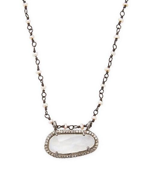 Adornia Fine Jewelry Kaia Multi-stone Silver Rosary Bead Necklace
