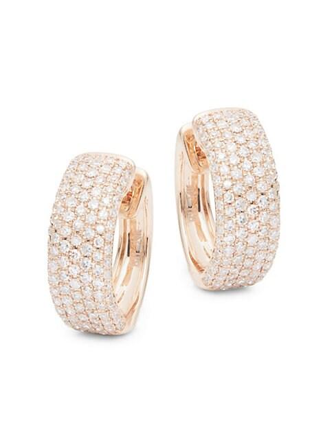 Effy 14k Rose Gold & Diamond Hoop Earrings