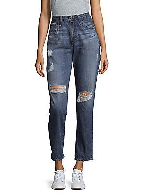Ag Adriano Goldschmied Distressed Cotton Jeans