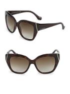 Balenciaga Injected Tortoiseshell 57mm Square Sunglasses