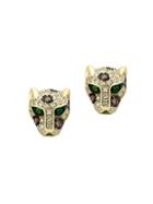 Effy 14k Yellow Gold & Diamond Panther Stud Earrings