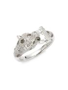 Effy 14k White Gold Diamond & Gemstone Leopard Pendant Ring