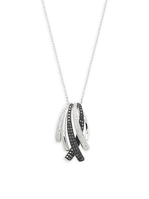 Effy 14k White Gold Black & White Diamond Pendant Necklace