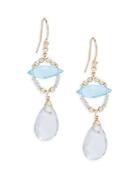 Eva Hanusova Gem Blue Topaz Green Amethyst Drop Earrings