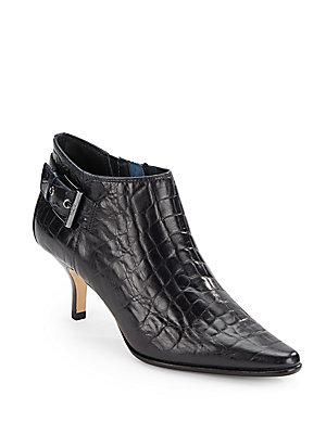 Donald J Pliner Lexie Croco-embossed Leather Ankle Boots
