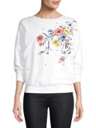 Sundry Floral-embroidered Sweatshirt