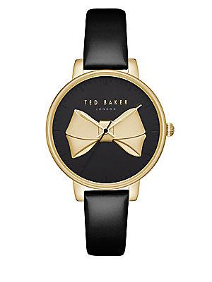Ted Baker London Stainless Steel And Leather Bracelet Watch