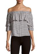 Lucca Couture Check-print Off-the-shoulder Top