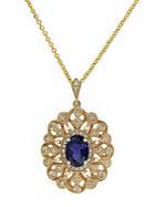 Effy 14k Yellow Gold Sapphire And Diamond Pendant Necklace