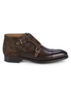Magnanni Double Buckle Leather & Suede Boots