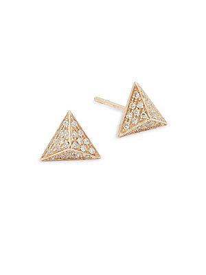 Ef Collection Diamond & 14k Rose Gold Pyramid Stud Earrings
