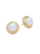 Saks Fifth Avenue Yellow Gold & Pearl Knot Stud Earrings