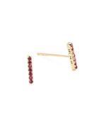Ef Collection 14k Yellow Gold & Pink Sapphire Diamond Bar Earrings