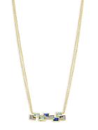 Freida Rothman Modern Mosaic Cubic Zirconia And Sterling Silver Tile Bar Pendant Necklace