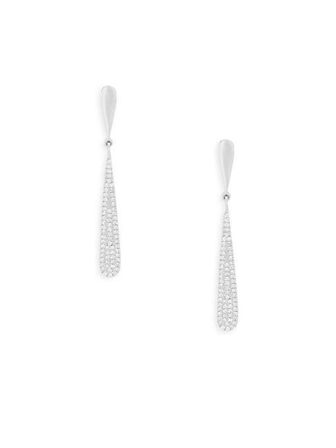 Saks Fifth Avenue Diamond 14k White Gold Linear Drop Earrings