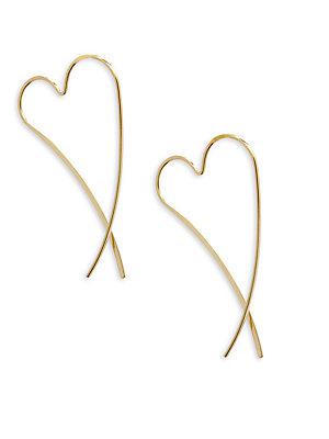 Saks Fifth Avenue 14k Yellow Gold Crossover Heart Drop Earrings