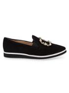Karl Lagerfeld Paris Kalana Faux Pearl Embellished Suede Loafers