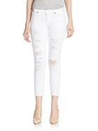 True Religion Cora Distressed Straight Leg Cropped Jeans