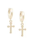Saks Fifth Avenue 14k Gold Dangle-hoop Cross Earrings