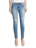 Current/elliott Distressed High-waist Skinny Jeans