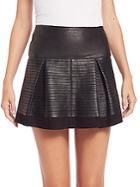 Burberry Leather Pleated Skirt