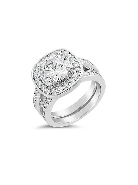 Sterling Forever Crystal And Sterling Silver Solitaire Ring