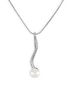Majorica 10mm White Organic Pearl & Crystal Pendant Necklace