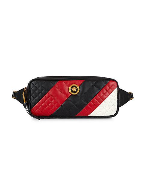 Versace Quilted Colorblock Leather Crossbody Bag