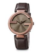 Gucci Interlocking Brown Pvd Stainless Steel & Leather Strap Watch/42mm