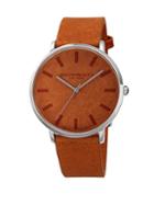 Bruno Magli Roma Stainless Steel Analog Leather Strap Watch