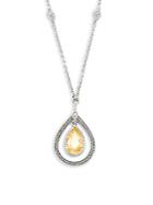 Judith Ripka Diamond & Sterling Silver Pear Shape Pendant Necklace