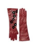 Valentino Floral Embroidery Leather Long Gloves