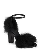 Tibi Palma Leather & Shearling Ankle-strap Sandals