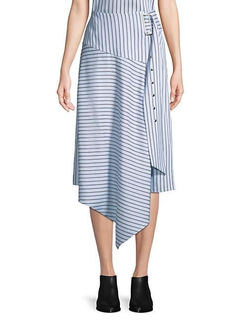 Tibi Striped Asymmetrical Midi Skirt