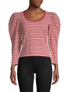 Marc Jacobs Striped Puff-sleeve Cotton Top